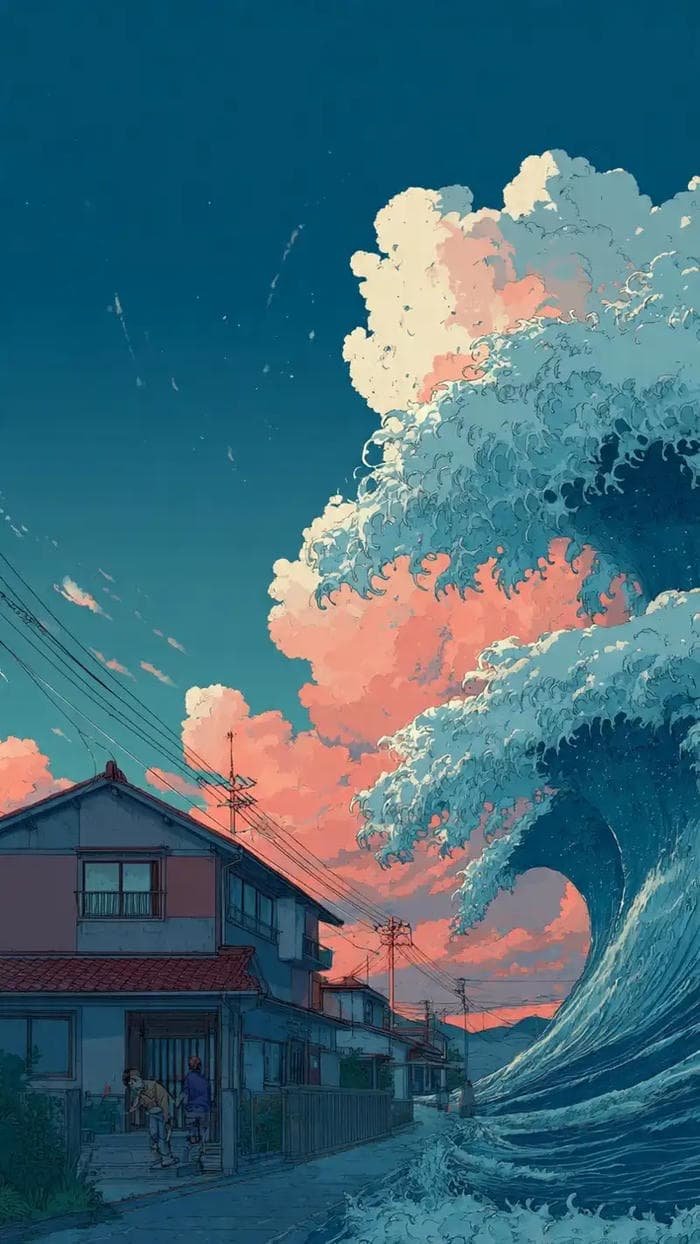 hình ảnh sóng biển anime