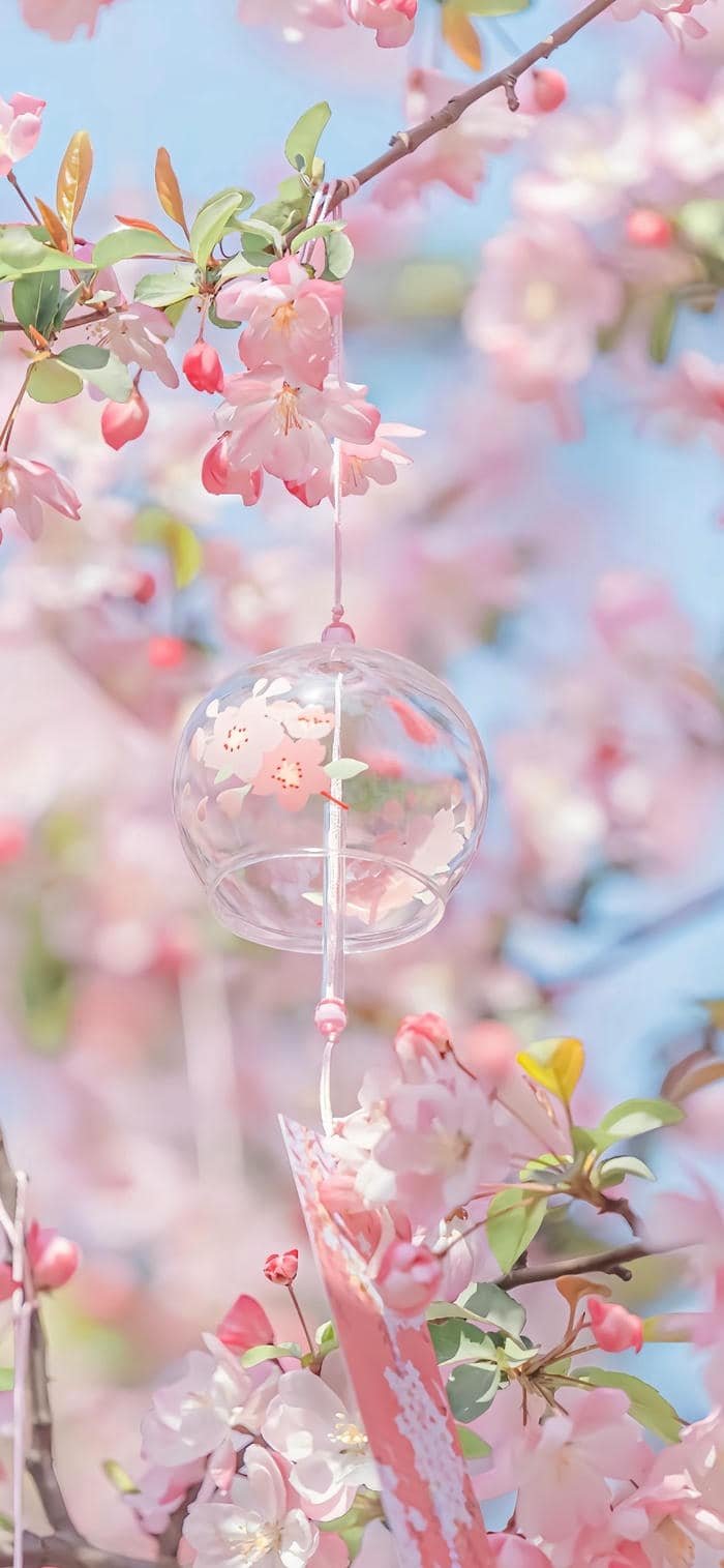 hình nền hoa anh đào buổi sáng