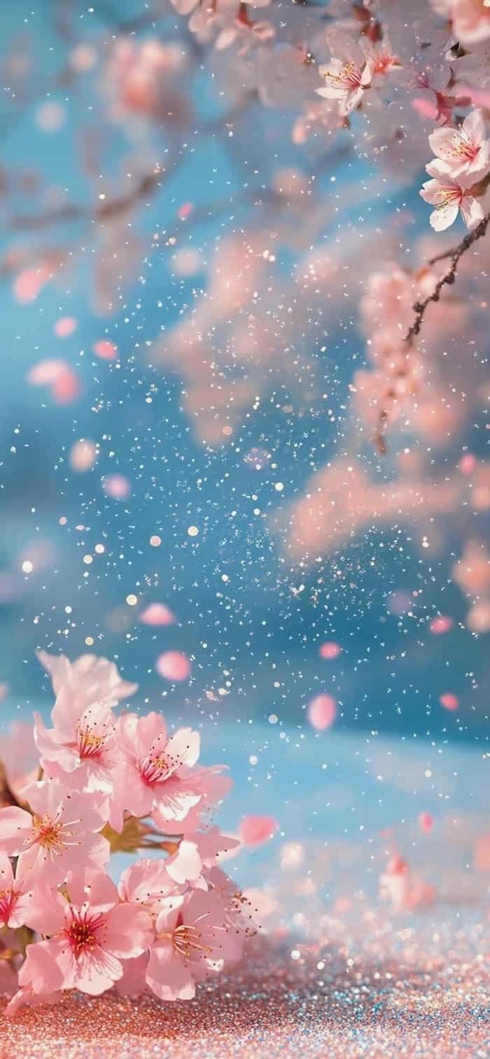 hình nền hoa anh đào trong gió