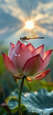 hình nền hoa sen buổi sáng