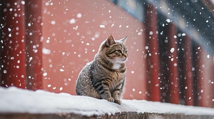 hình nền mèo trong tuyết