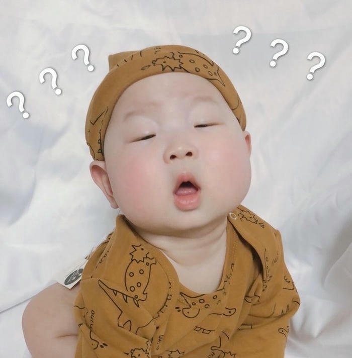 meme em bé cute hỏi chấm