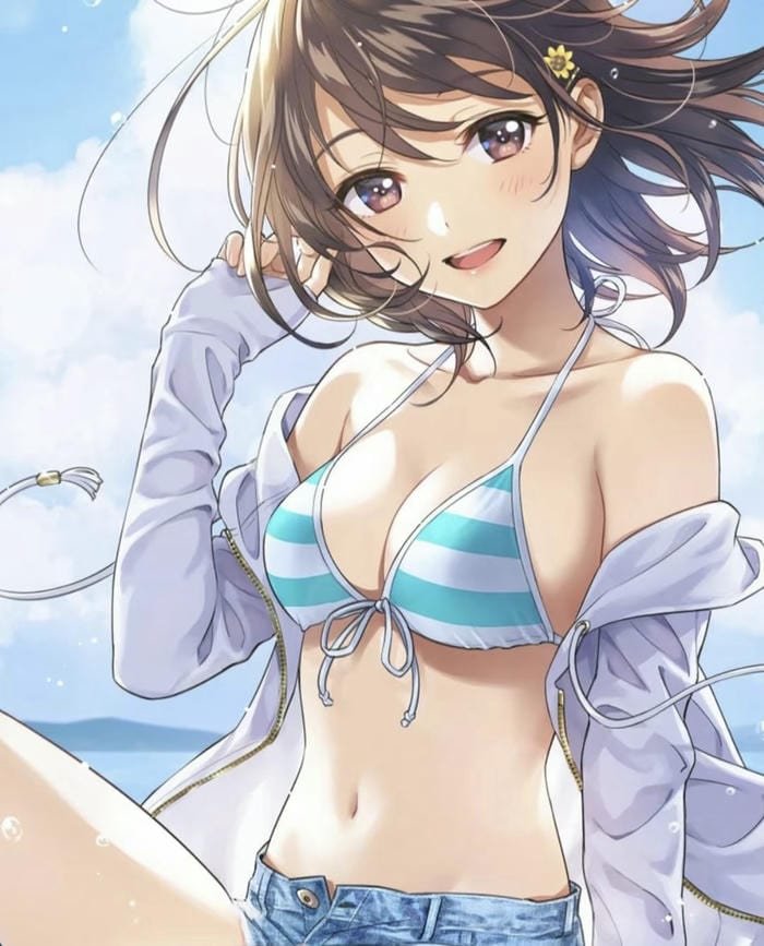 nữ anime tone xanh