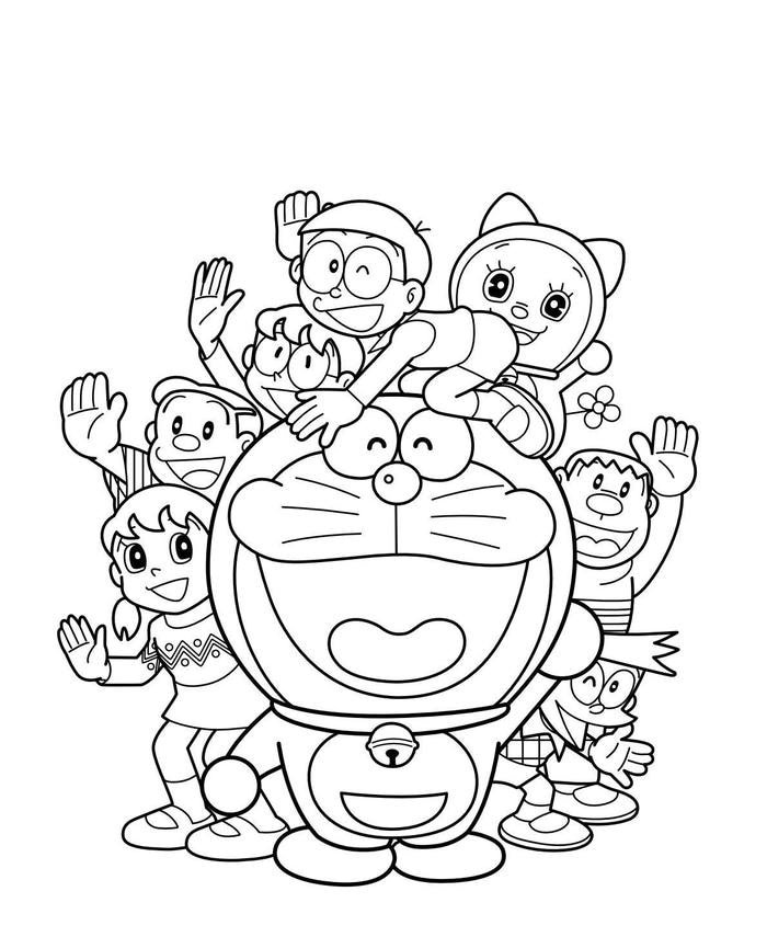 tải tranh tô màu doremon và những người bạn cute