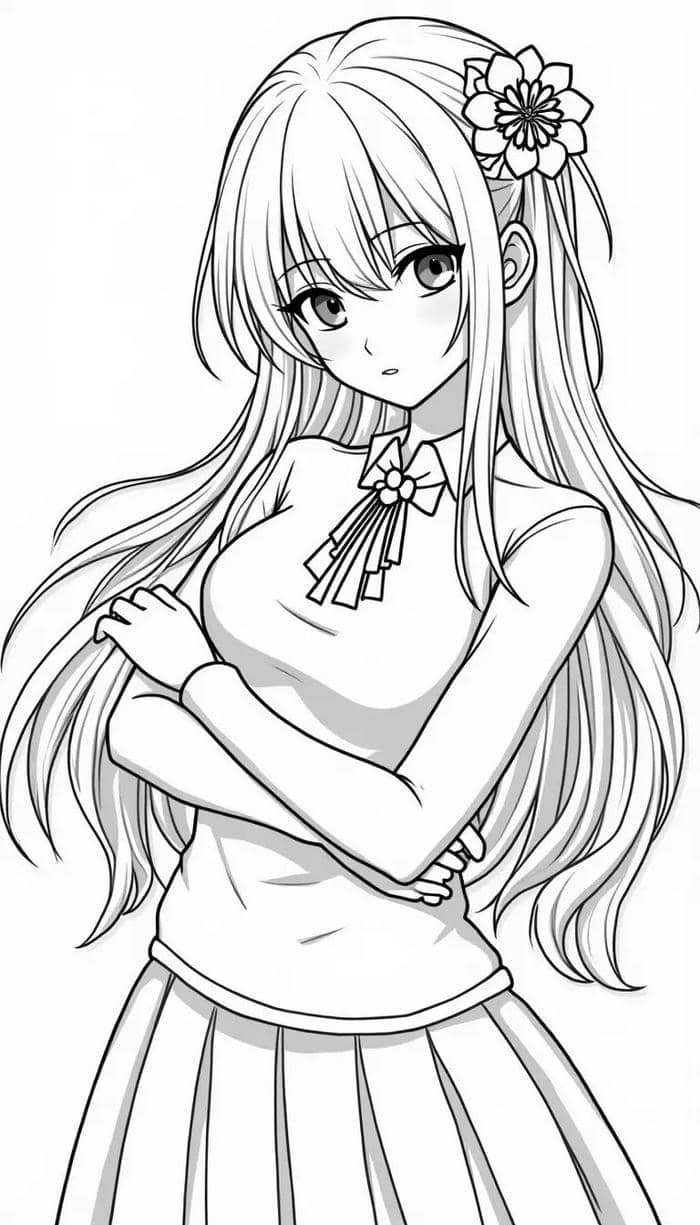 ảnh vẽ anime đẹp cho bé tô màu