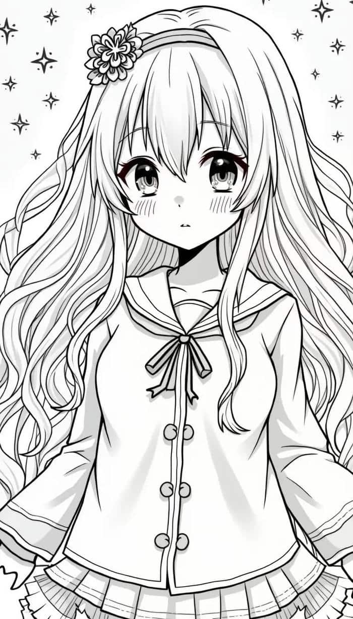 tranh anime đẹp cho bé tô màu