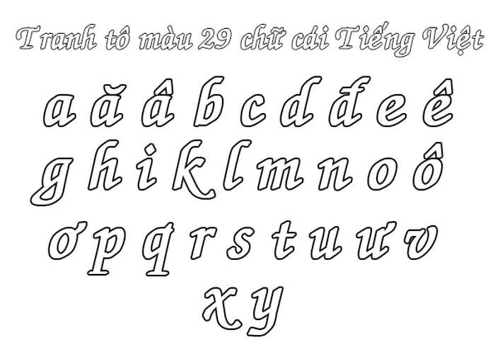 tranh tô màu 29 chữ cái tiếng việt