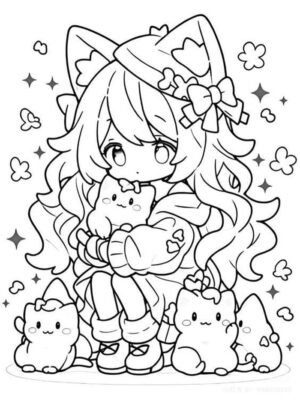 tranh anime chibi để tô màu