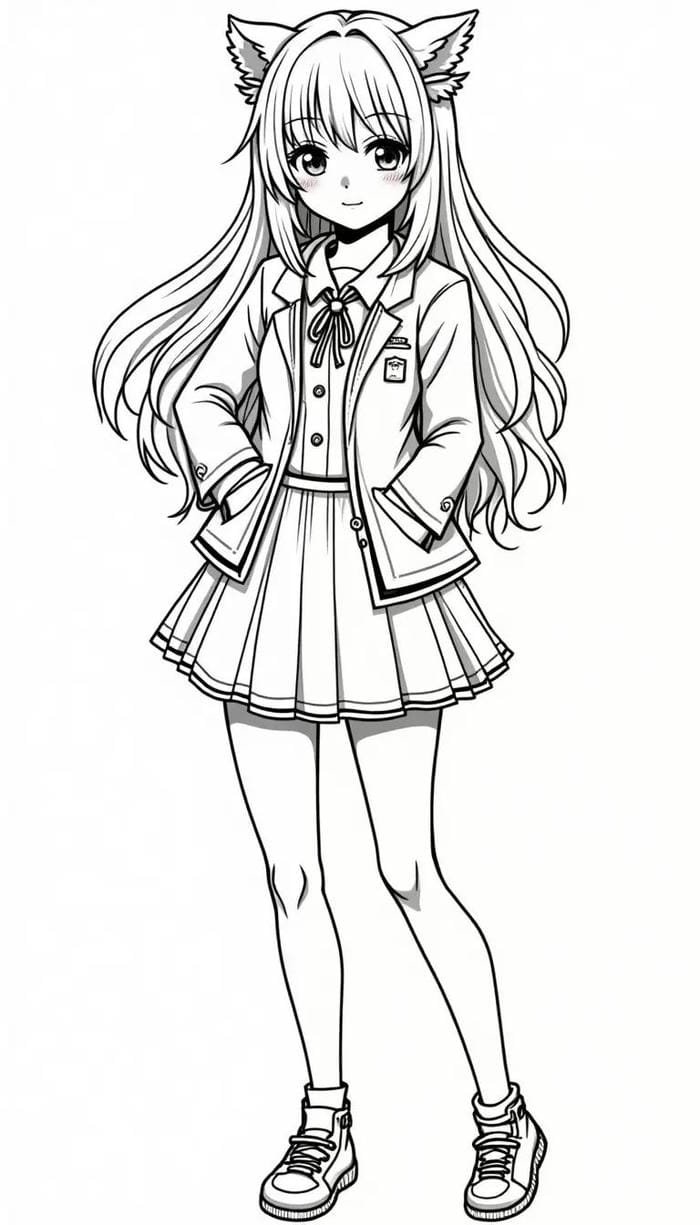 tranh anime học sinh tô màu