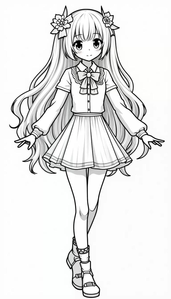 tranh anime nữ cho bé gái tô màu