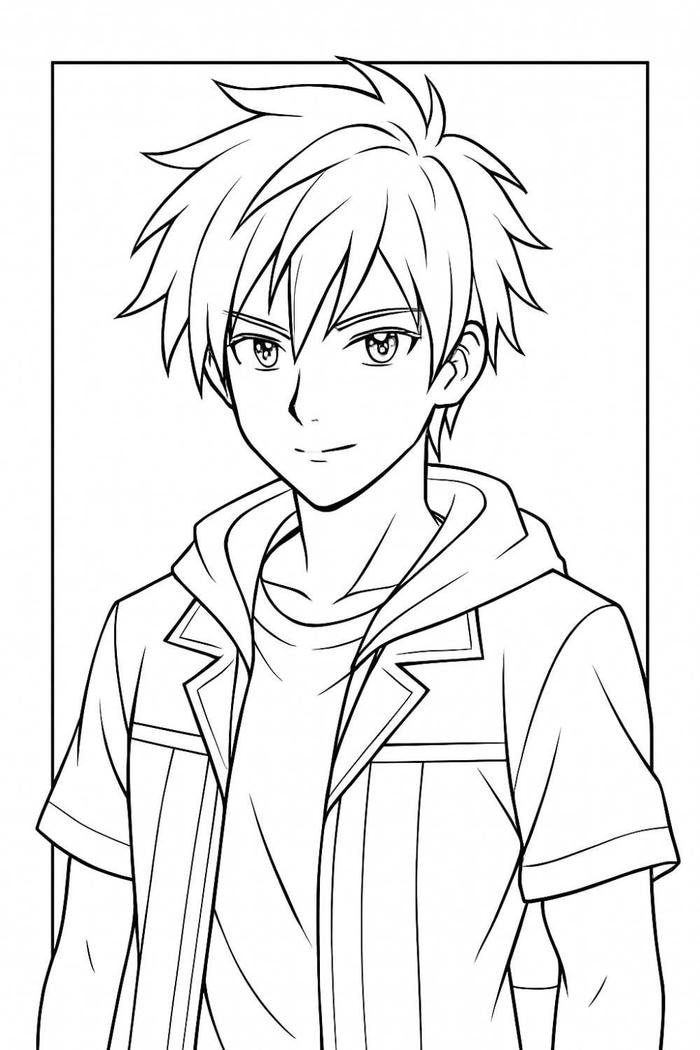 tranh anime boy cho bé vẽ màu