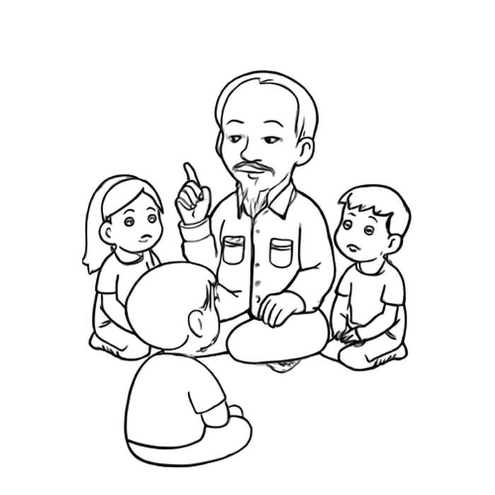 tranh tô màu bác hồ với các cháu thiếu nhi