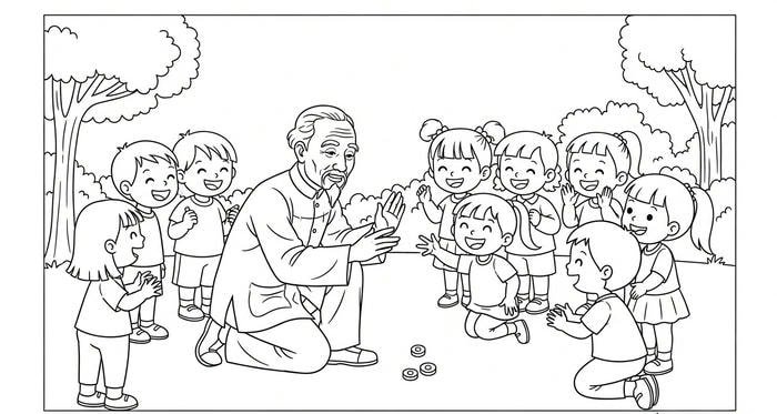 tranh tô màu bác hồ và các em bé