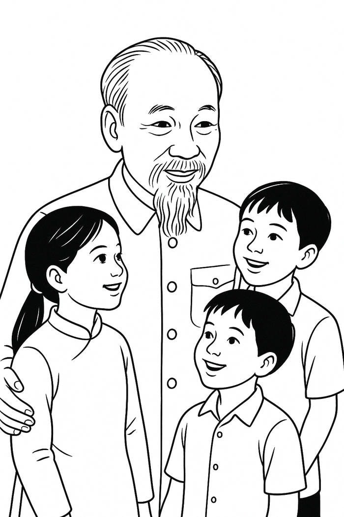 tranh tô màu bác hồ và thiếu nhi