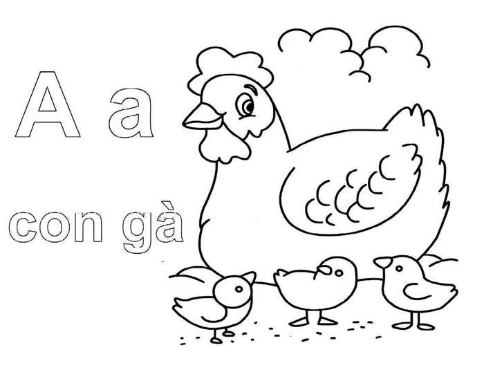 tranh tô màu chữ cái A