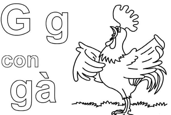 hình vẽ chữ cái G tô màu