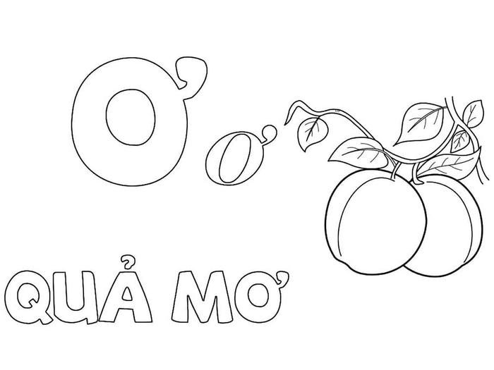 mẫu vẽ chữ cái Ơ cho bé tô màu