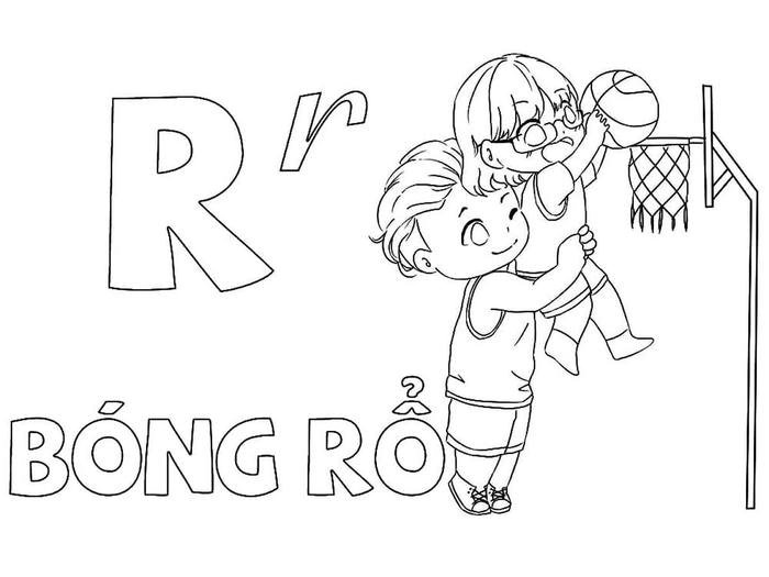 bé tô màu tranh chữ cái R
