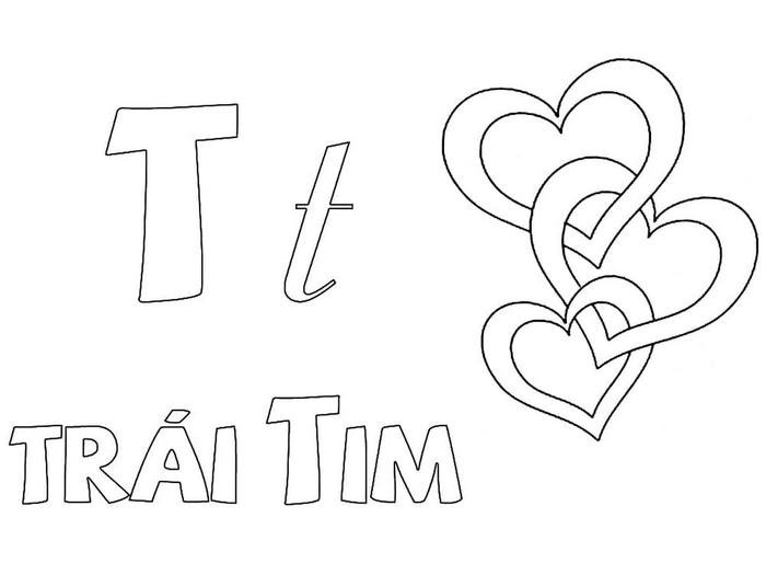 tranh chữ cái T cho bé tô màu