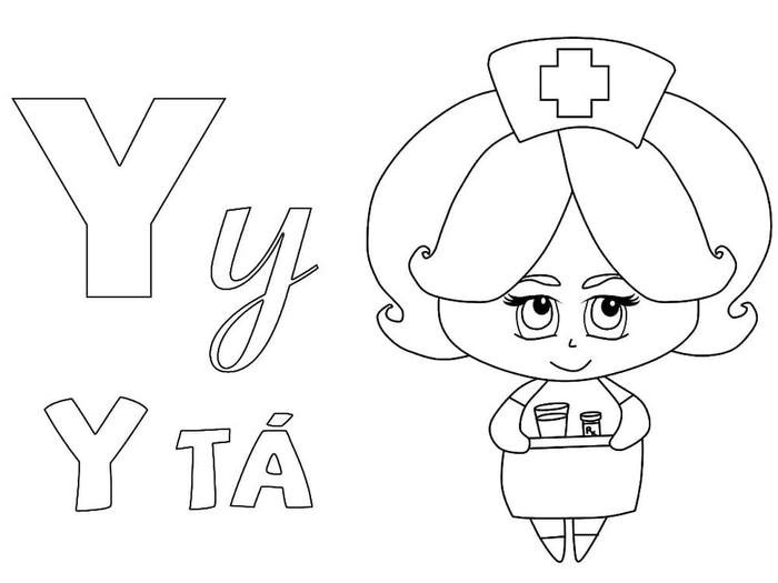 tranh để tô màu chữ cái Y