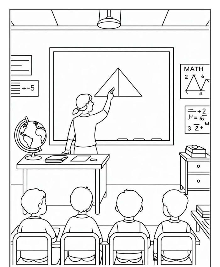 tranh tô màu cô giáo dạy bài