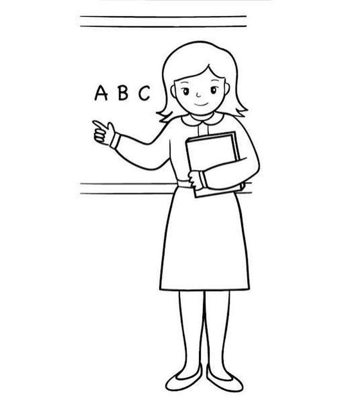 tranh tô màu cô giáo cho trẻ mầm non