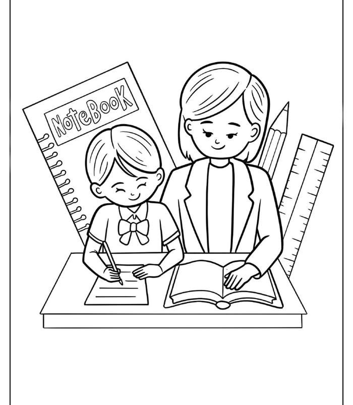 tô màu tranhcô giáo dạy học