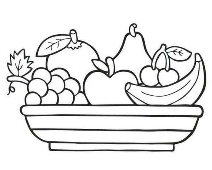 tranh tô màu đĩa hoa quả