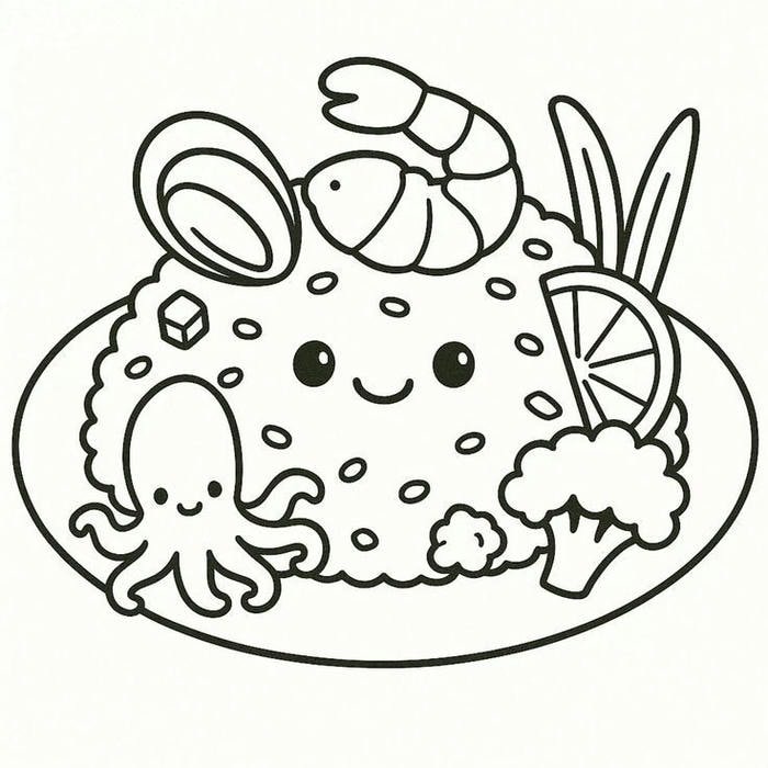 tranh tô màu đồ ăn cho bé