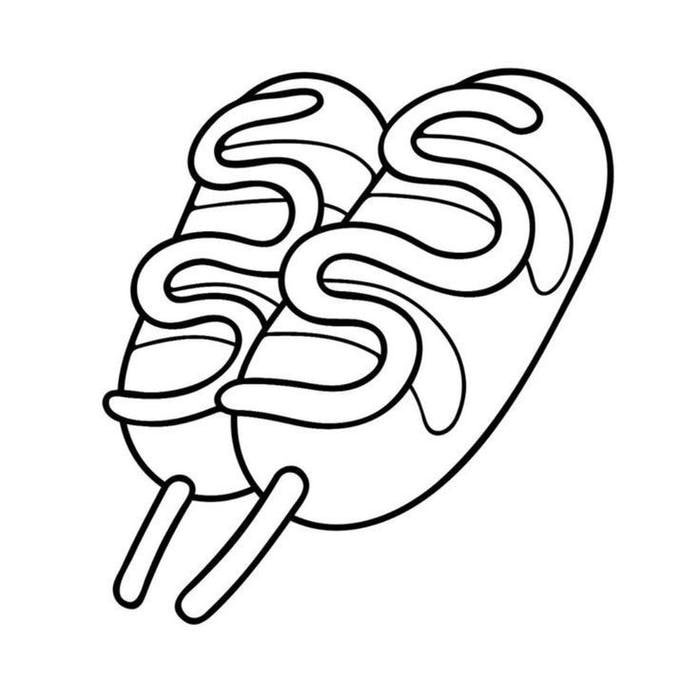 tranh tô màu đồ ăn vặt hotdog