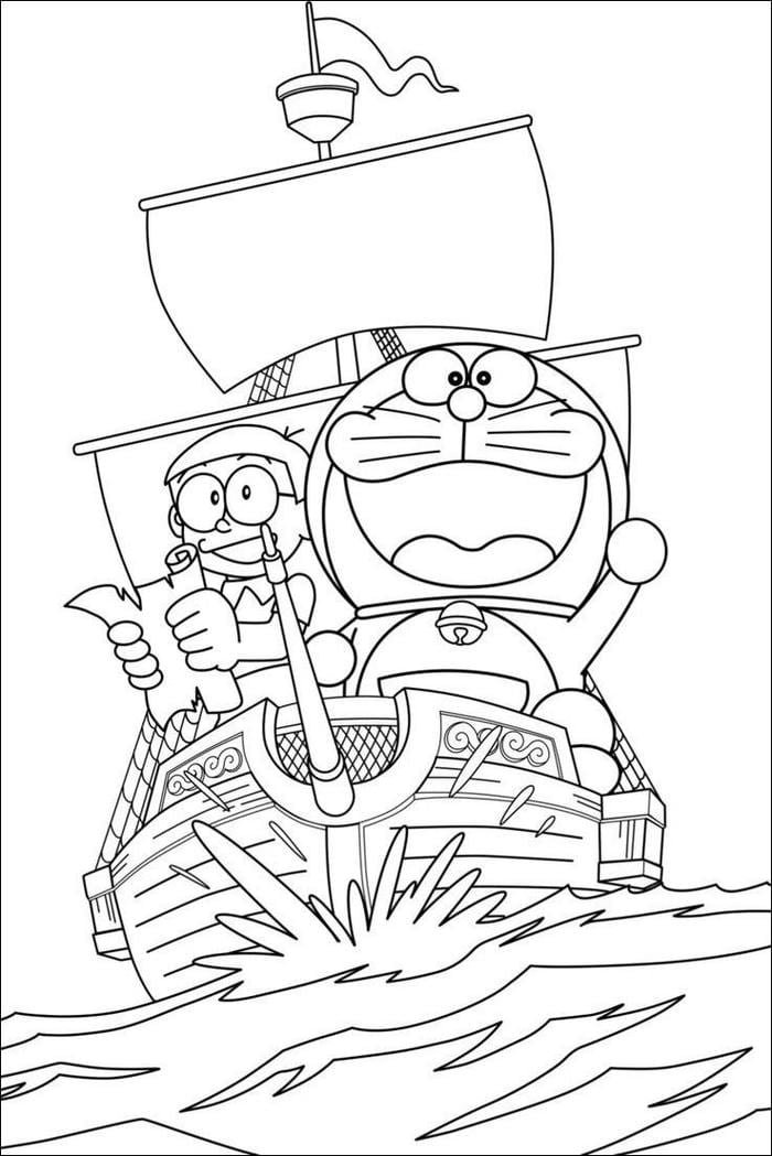 tranh vẽ doremon đơn giản cho bé tô màu