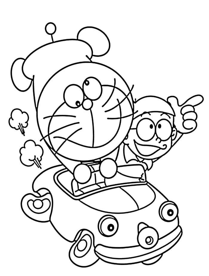 tranh vẽ hoạt hình đẹp doremon cho bé tô màu