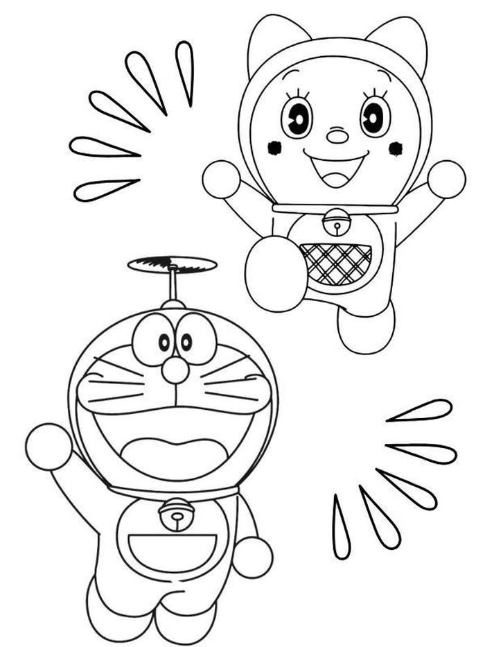 tranh tô màu doremon và doremi
