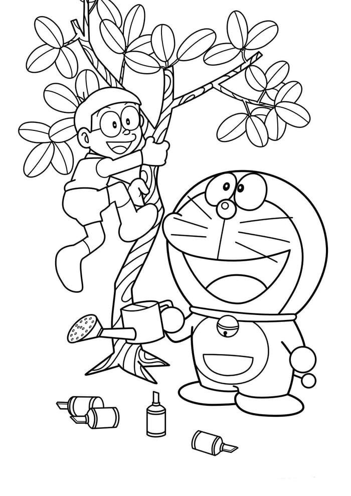 tranh hoạc sinh tô màu doremon
