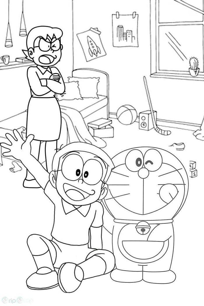 hình doremon in ra để tô màu