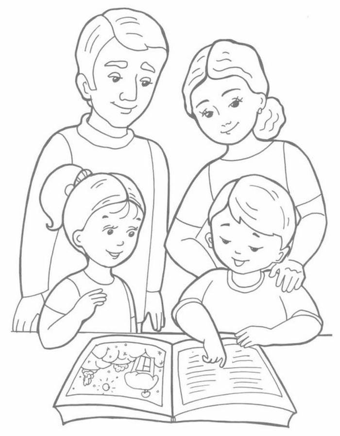 ảnh vẽ tô màu ba mẹ dạy con học
