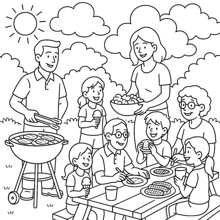 tranh tô màu gia đình bé dễ tô