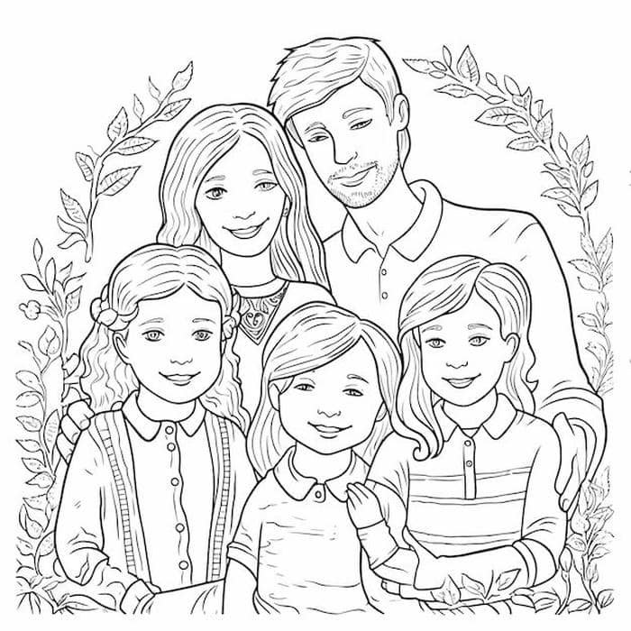 tranh tô màu gia đình bé hạnh phúc nhất
