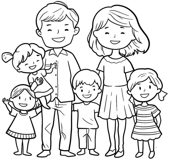 tranh tô màu gia đình bé lớp 1