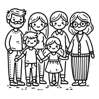 tranh tô màu gia đình bé mầm non