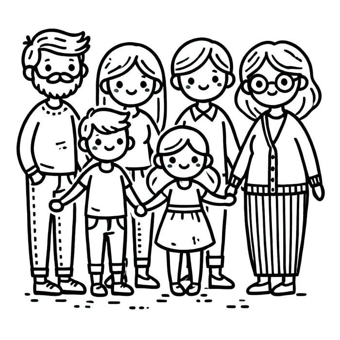 tranh tô màu gia đình bé mầm non