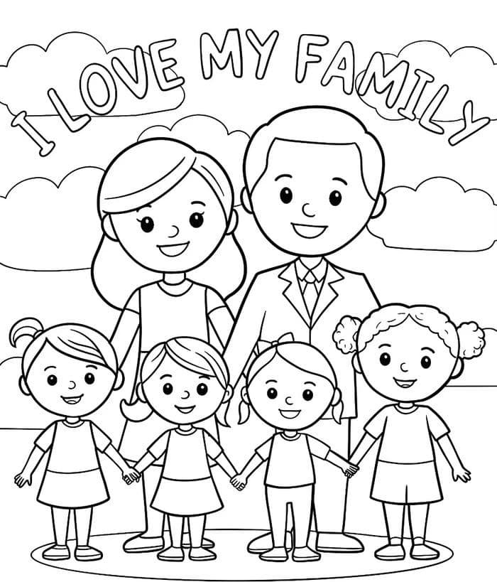 tranh tô màu gia đình của bé