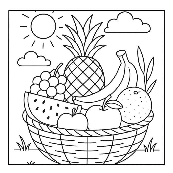 tranh tô màu hoa quả đầy màu sắc