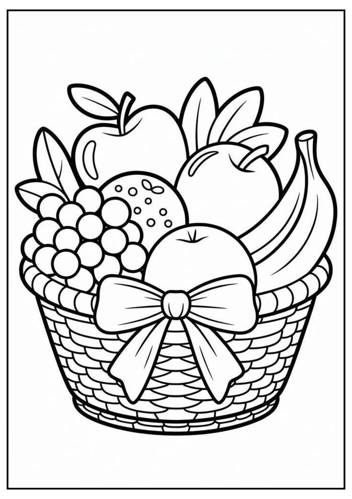 tranh tô màu hoa quả hoạt hình