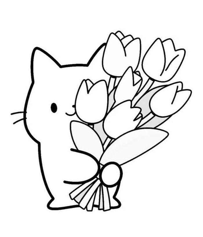 tranh tô màu hoa tulip cute