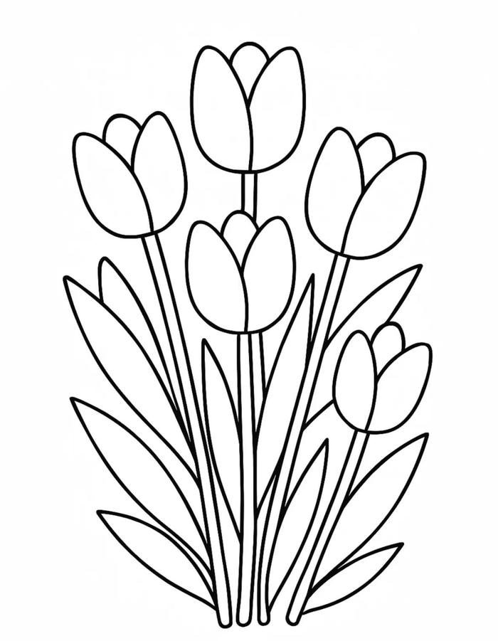 tranh tô màu hoa tulip dễ thương