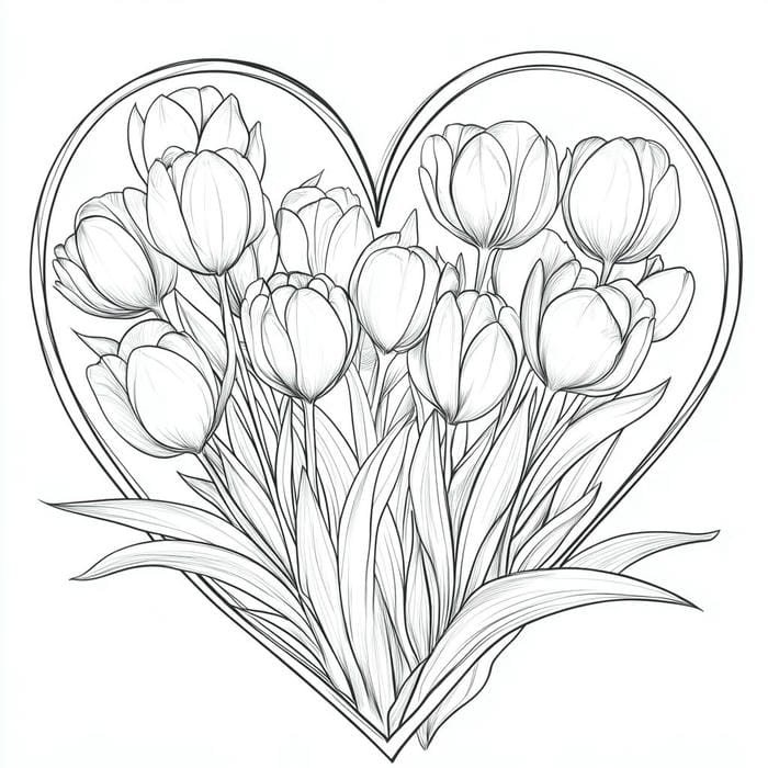 tranh tô màu hoa tulip đẹp