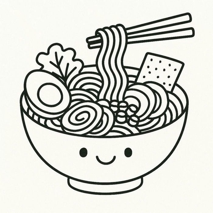 tranh tô màu mì tôm