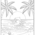 tranh tô màu phong cảnh hoàng hôn trên biển