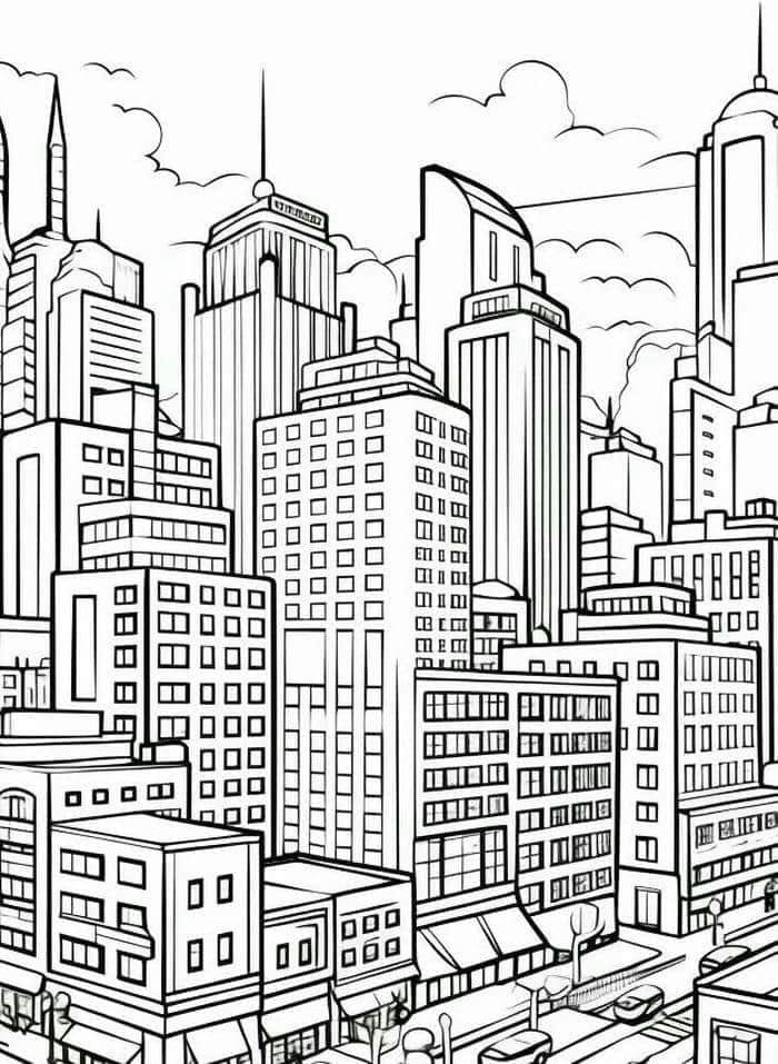 tranh tô màu phong cảnh thành phố